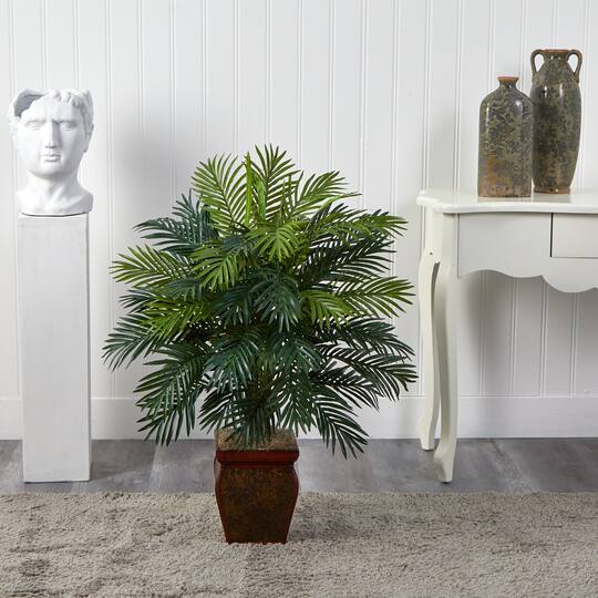 3.16ft. Areca Plant with Decorative Red Planter